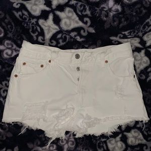 White Levi Shorts